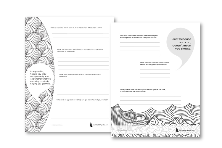 Journaling and writing prompts for for teen wellness and character values