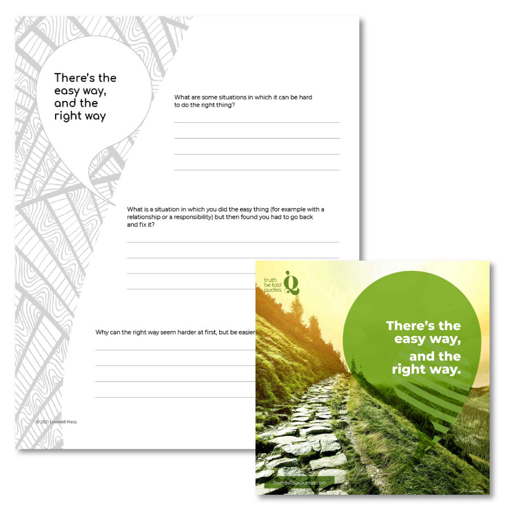 Teen SEL / health writing prompt- Responsible choices versus easy choices